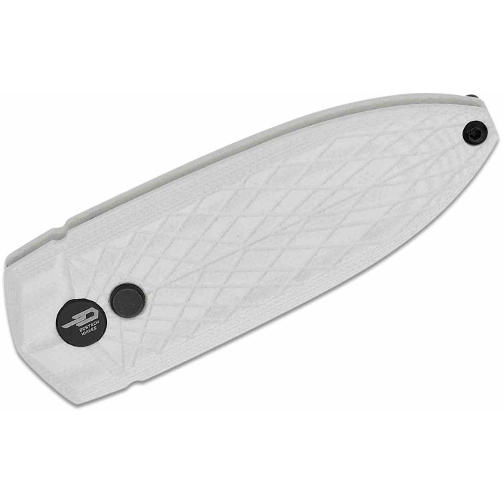 Couteau Bestech Ququ White Lame Acier 14C28N Black DLC Manche G10 Button Lock IKBS Clip BTKG57A5 - Livraison Gratuite