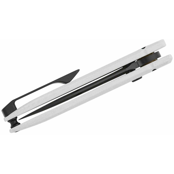 Couteau Bestech Ququ White Lame Acier 14C28N Black DLC Manche G10 Button Lock IKBS Clip BTKG57A5 - Livraison Gratuite