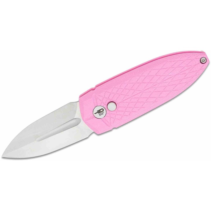 Couteau Bestech Ququ Pink Lame Acier 14C28N Satin Manche G10 Button Lock IKBS Clip BTKG57A2 - Livraison Gratuite