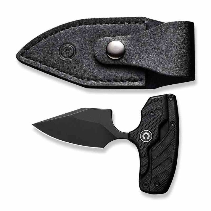 Couteau CIVIVI Typhoeus Black Push Dagger Lame Acier 14C28N Black Manche G10 Etui Cuir CIVC210361 - Livraison Gratuite