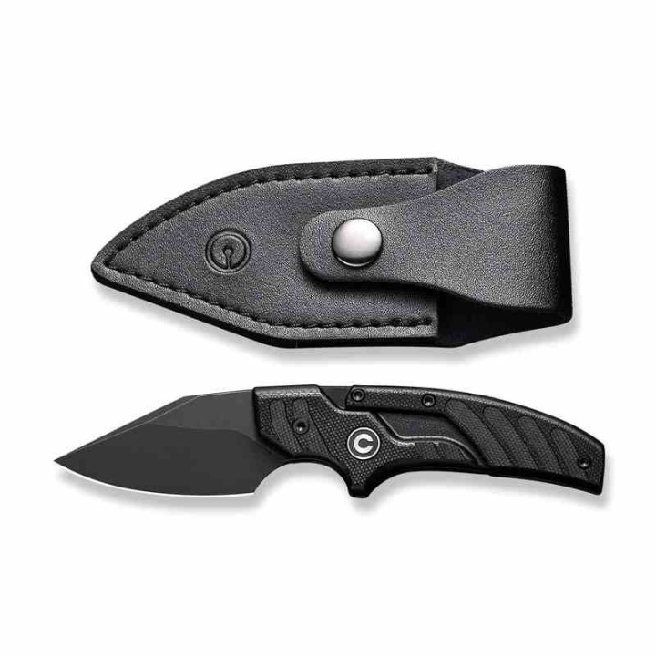 Couteau CIVIVI Typhoeus Black Push Dagger Lame Acier 14C28N Black Manche G10 Etui Cuir CIVC210361 - Livraison Gratuite