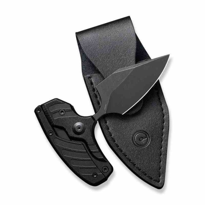 Couteau CIVIVI Typhoeus Black Push Dagger Lame Acier 14C28N Black Manche G10 Etui Cuir CIVC210361 - Livraison Gratuite
