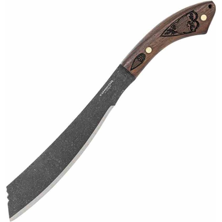 Couteau Condor Carlotus Parang Machete Lame Acier Carbone 1075 Manche Noyer Etui Cuir Salvador CTK397098HC - Livraison Gratuite
