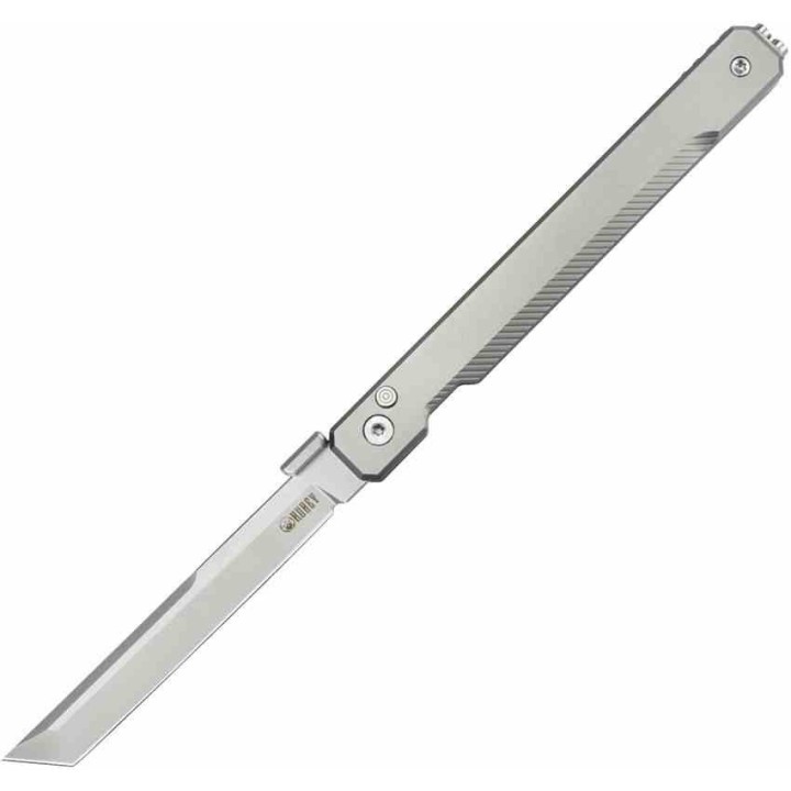 Couteau Kubey Prism Titane Gray Manche 6AL4V Lame Tanto Acier 14C28N IKBS Button Lock Clip KUB243A - Livraison Gratuite