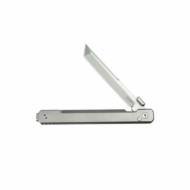 Couteau Kubey Prism Titane Gray Manche 6AL4V Lame Tanto Acier 14C28N IKBS Button Lock Clip KUB243A - Livraison Gratuite