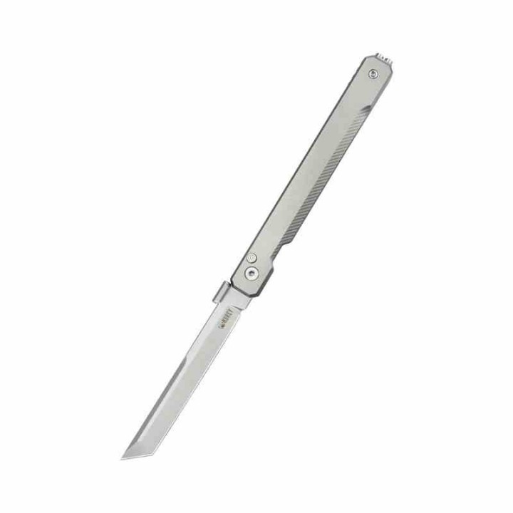 Couteau Kubey Prism Titane Gray Manche 6AL4V Lame Tanto Acier 14C28N IKBS Button Lock Clip KUB243A - Livraison Gratuite