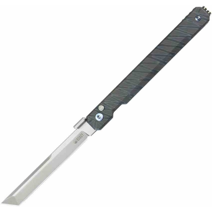 Couteau Kubey Prism Titane Flame Manche 6AL4V Lame Tanto Acier 14C28N IKBS Button Lock Clip KUB243C - Livraison Gratuite