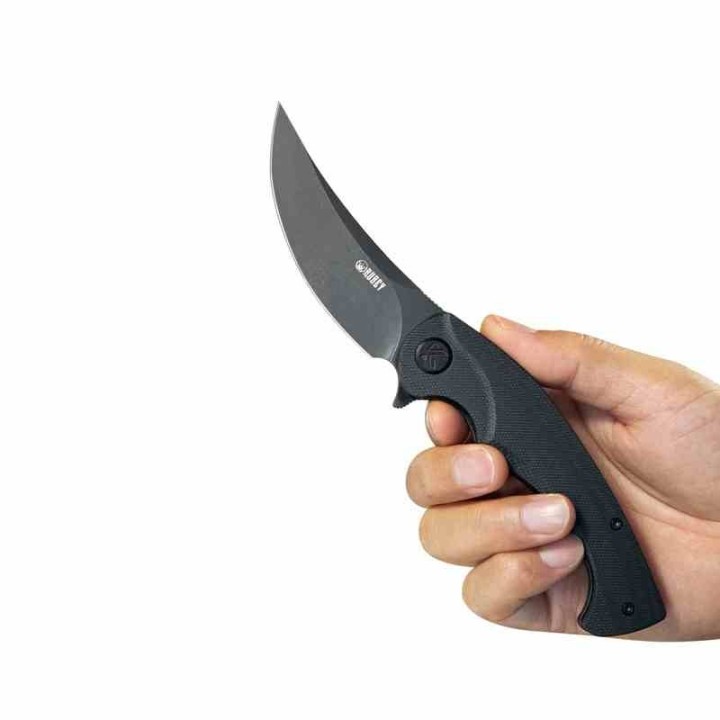 Couteau Kubey Scimitar Black Manche G10 Lame Acier 14C28N Blackwash IKBS Linerlock Clip KUB173L - Livraison Gratuite