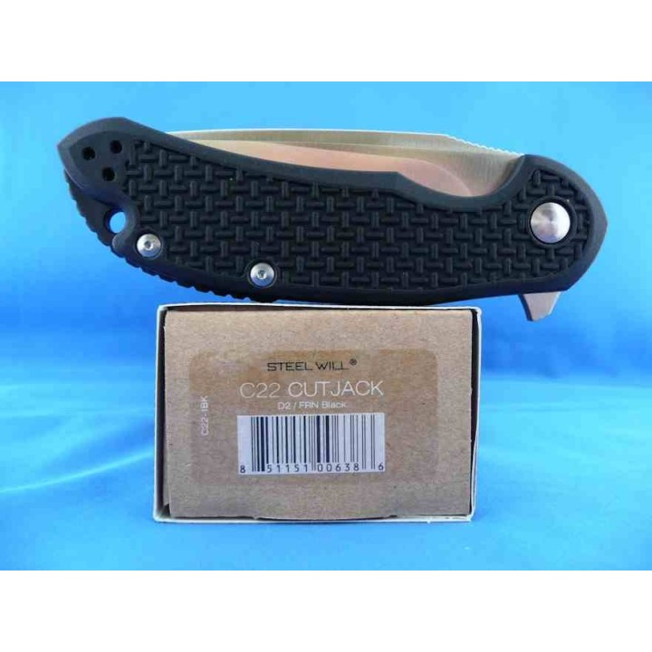 Couteau Steel Will Cutjack C22-1BK Lame Acier D2 Manche Black FRN Linerlock SMGC221BK - Livraison Gratuite