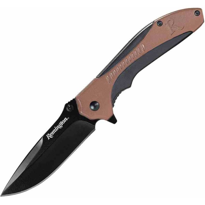 R15669 Couteau Remington Sportsman Linerlock A/O Manche Black/Tan Polymer Lame Acier 8Cr13MoV Clip - Livraison Gratuite