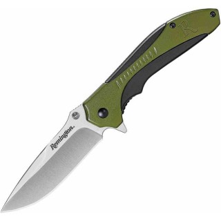 R15672 Couteau Remington Sportsman Linerlock A/O Manche Black/Green Polymer Lame Acier 8Cr13MoV Clip - Livraison Gratuite