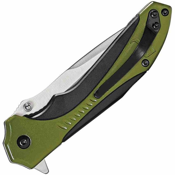 R15672 Couteau Remington Sportsman Linerlock A/O Manche Black/Green Polymer Lame Acier 8Cr13MoV Clip - Livraison Gratuite