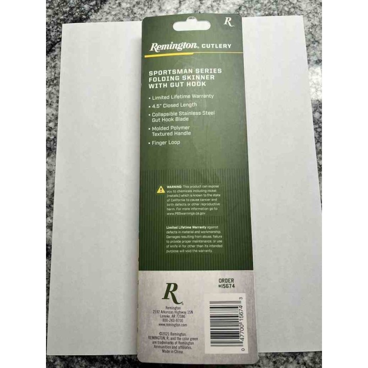 R15674 Lot de 2 Couteau Remington Sportsman Skinner Manche Black/Green Polymer Lame Acier 440 - Livraison Gratuite
