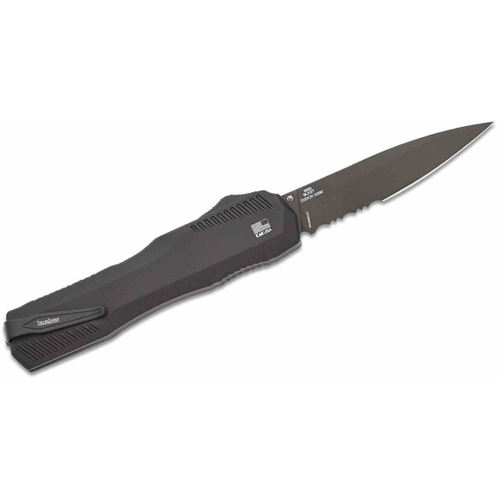 Couteau Kershaw Livewire OTF AUTO Black Lame Acier CPM-MagnaCut Part Serrated Manche Alu USA KS9000BLKST - Livraison Gratuite