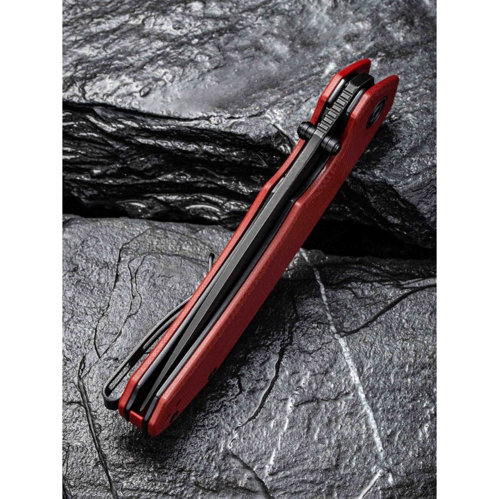 Couteau CIVIVI Brazen Burgundy Lame Tanto Acier D2 Manche G10 Linerlock Clip IKBS CIVC2023B - Livraison Gratuite