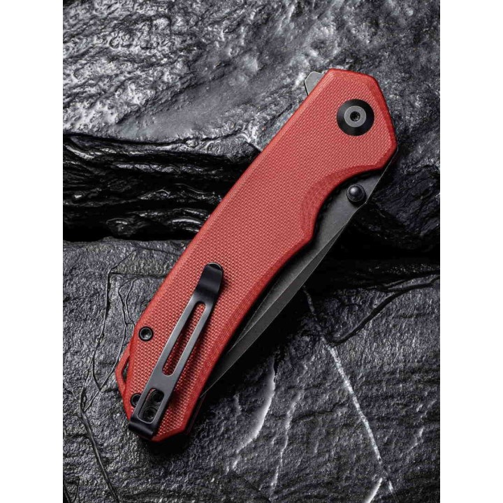 Couteau CIVIVI Brazen Burgundy Lame Tanto Acier D2 Manche G10 Linerlock Clip IKBS CIVC2023B - Livraison Gratuite