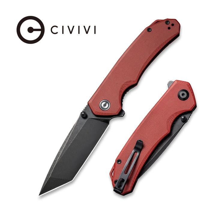 Couteau CIVIVI Brazen Burgundy Lame Tanto Acier D2 Manche G10 Linerlock Clip IKBS CIVC2023B - Livraison Gratuite