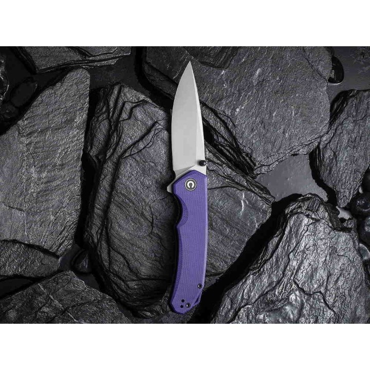 Couteau CIVIVI Brazen Purple Lame Acier 14C28N Manche G10 Linerlock Clip IKBS CIVC2102A - Livraison Gratuite