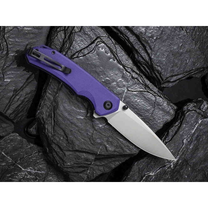 Couteau CIVIVI Brazen Purple Lame Acier 14C28N Manche G10 Linerlock Clip IKBS CIVC2102A - Livraison Gratuite