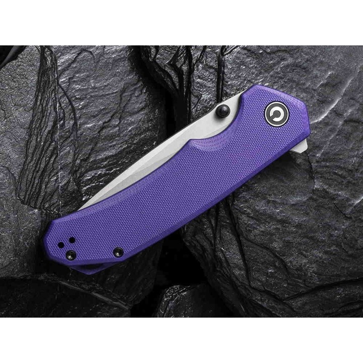 Couteau CIVIVI Brazen Purple Lame Acier 14C28N Manche G10 Linerlock Clip IKBS CIVC2102A - Livraison Gratuite