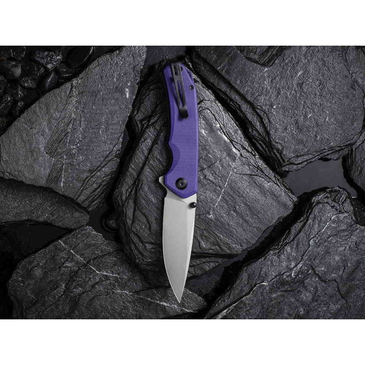 Couteau CIVIVI Brazen Purple Lame Acier 14C28N Manche G10 Linerlock Clip IKBS CIVC2102A - Livraison Gratuite