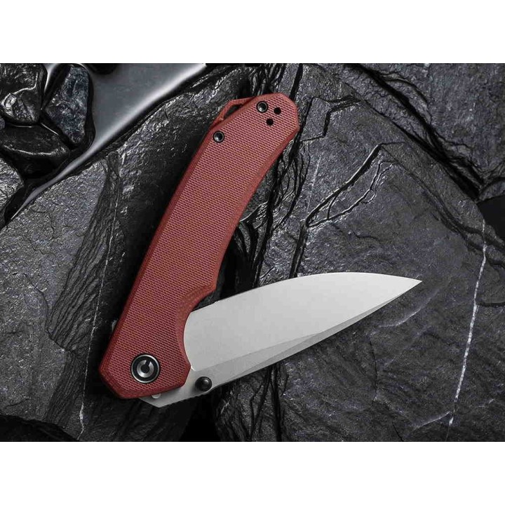 Couteau CIVIVI Brazen Burgundy Lame Acier 14C28N Manche G10 Linerlock Clip IKBS CIVC2102B - Livraison Gratuite