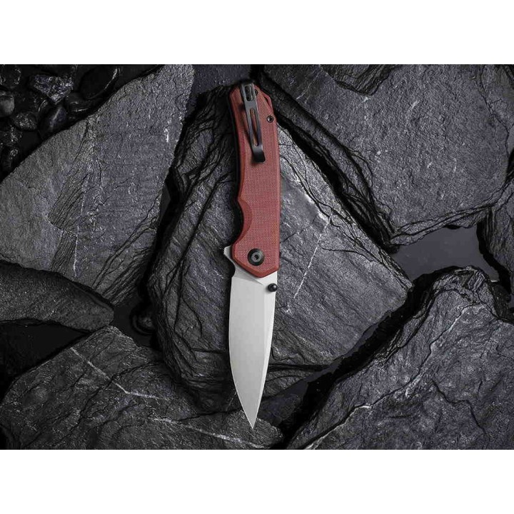Couteau CIVIVI Brazen Burgundy Lame Acier 14C28N Manche G10 Linerlock Clip IKBS CIVC2102B - Livraison Gratuite