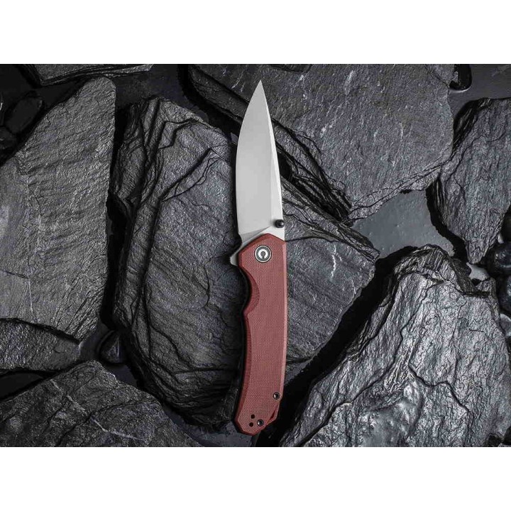 Couteau CIVIVI Brazen Burgundy Lame Acier 14C28N Manche G10 Linerlock Clip IKBS CIVC2102B - Livraison Gratuite