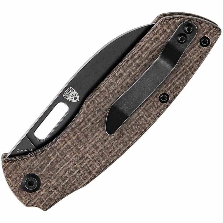 Couteau Kansept Convict Brown Manche Micarta Lame Acier 154CM Sheepfoot IKBS Linerlock Clip KT1023A1 - Livraison Gratuite