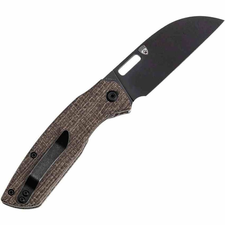 Couteau Kansept Convict Brown Manche Micarta Lame Acier 154CM Sheepfoot IKBS Linerlock Clip KT1023A1 - Livraison Gratuite