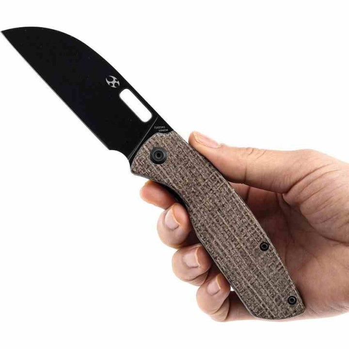 Couteau Kansept Convict Brown Manche Micarta Lame Acier 154CM Sheepfoot IKBS Linerlock Clip KT1023A1 - Livraison Gratuite