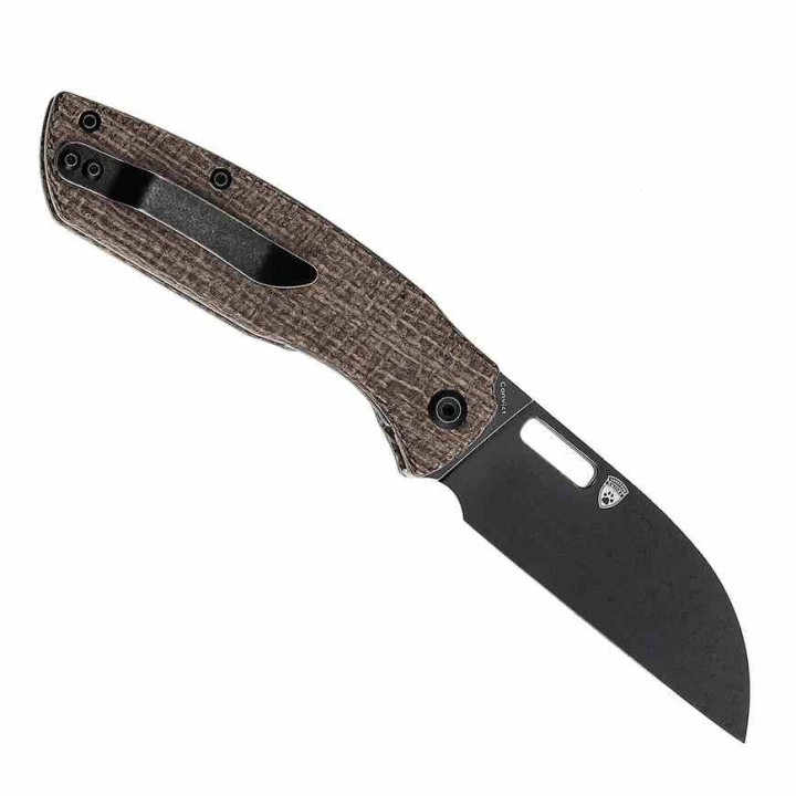 Couteau Kansept Convict Brown Manche Micarta Lame Acier 154CM Sheepfoot IKBS Linerlock Clip KT1023A1 - Livraison Gratuite