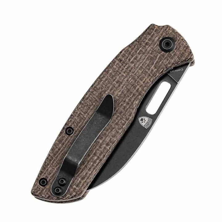 Couteau Kansept Convict Brown Manche Micarta Lame Acier 154CM Sheepfoot IKBS Linerlock Clip KT1023A1 - Livraison Gratuite
