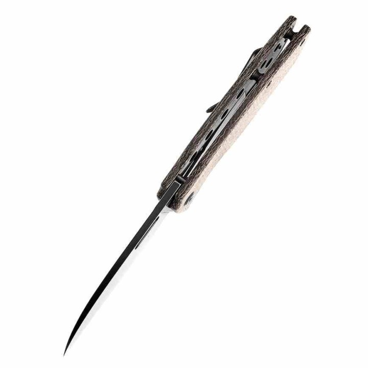 Couteau Kansept Convict Brown Manche Micarta Lame Acier 154CM Sheepfoot IKBS Linerlock Clip KT1023A1 - Livraison Gratuite