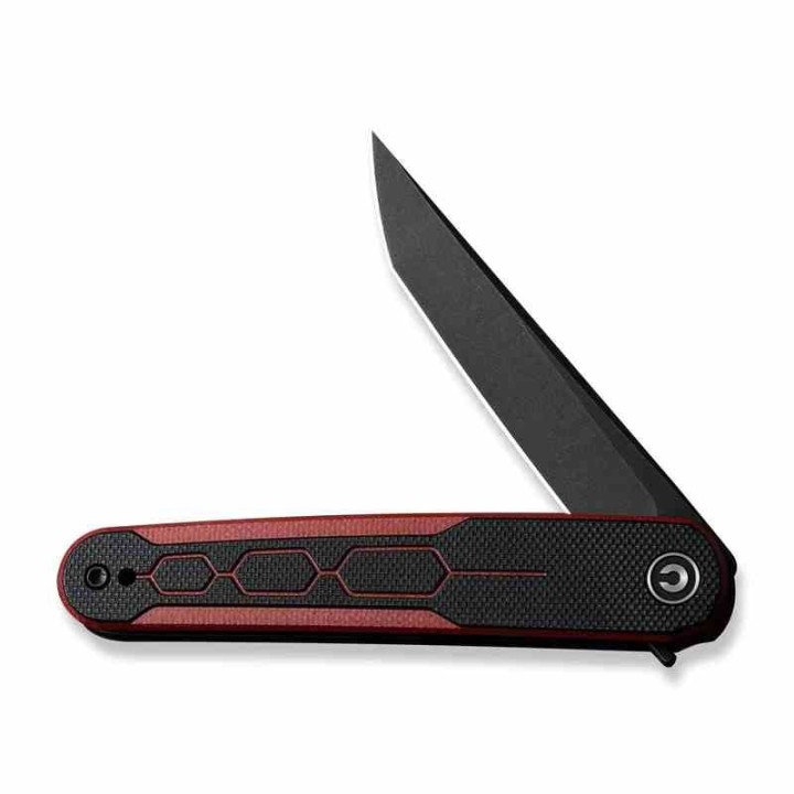 Couteau CIVIVI KwaiQ Burgundy/Black Manche G10 Lame Tanto Acier Nitro-V BLK IKBS Liner Lock Clip CIVC230151 - Livraison Gratuite