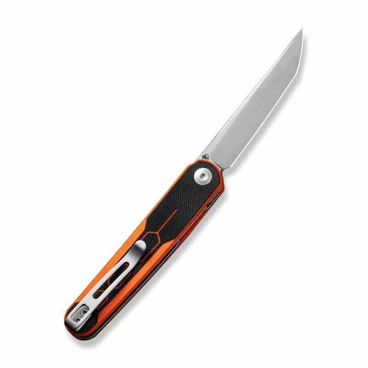Couteau CIVIVI KwaiQ Orange/Black Manche G10 Lame Tanto Acier Nitro-V Satin IKBS Liner Lock Clip CIVC230152 - Livraison Gratuite