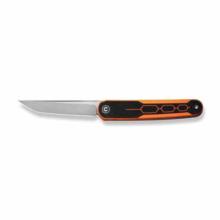 Couteau CIVIVI KwaiQ Orange/Black Manche G10 Lame Tanto Acier Nitro-V Satin IKBS Liner Lock Clip CIVC230152 - Livraison Gratuite
