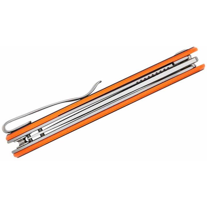 Couteau CIVIVI KwaiQ Orange/Black Manche G10 Lame Tanto Acier Nitro-V Satin IKBS Liner Lock Clip CIVC230152 - Livraison Gratuite
