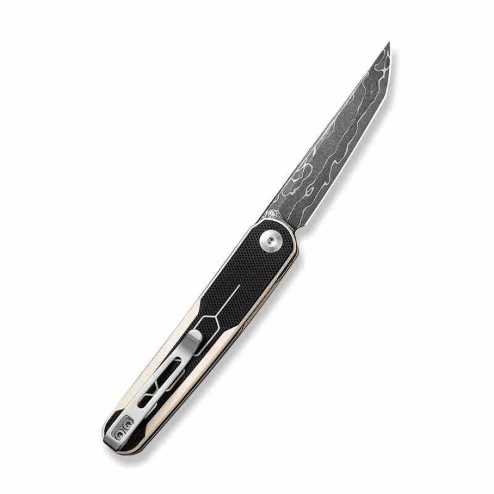 Couteau CIVIVI KwaiQ Ivory/Black Manche G10 Lame Tanto Acier Damas IKBS Liner Lock Clip CIVC23015DS1 - Livraison Gratuite