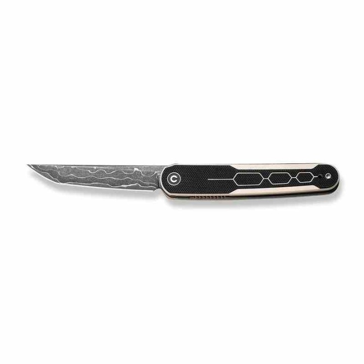 Couteau CIVIVI KwaiQ Ivory/Black Manche G10 Lame Tanto Acier Damas IKBS Liner Lock Clip CIVC23015DS1 - Livraison Gratuite