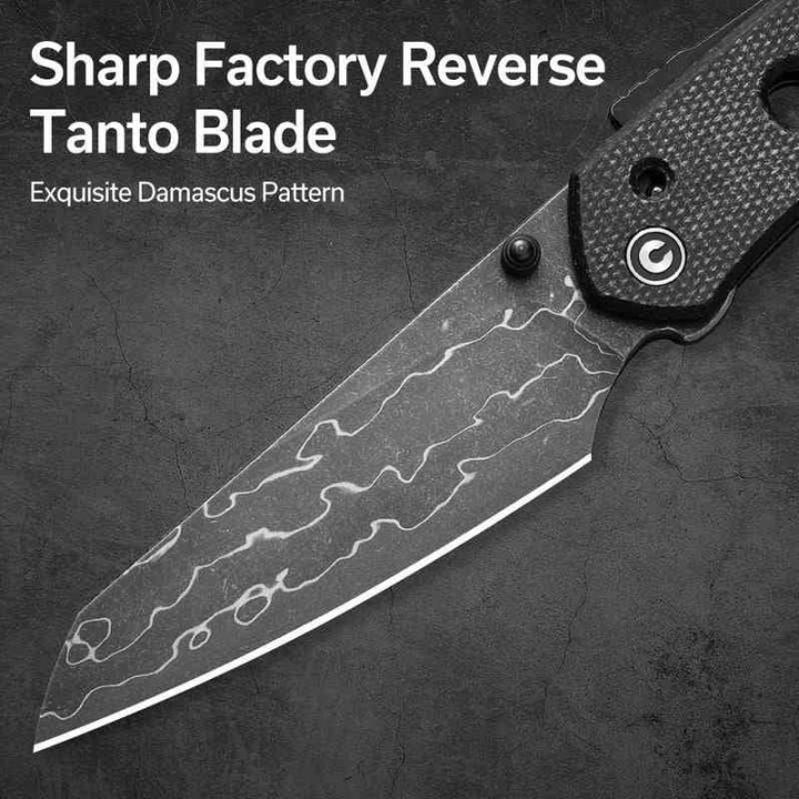 Couteau CIVIVI Vision FG Black Lame Damas Reverse Tanto Manche Micarta IKBS Superlock Clip CIVC22036DS2 - Livraison Gratuite