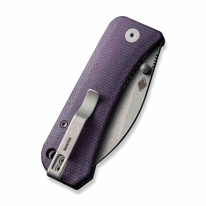 Couteau We Knife Company Banter Purple Lame Wharncliffe Acier S35VN SW Manche Micarta IKBS Clip WE19068J2 - Livraison Gratuite