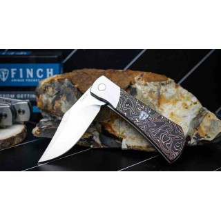Couteau Finch FLINT Copper CF Manche Fibre Carbone Lame Acier 154CM IKBS Framelock Clip FKCFT115 - Livraison Gratuite
