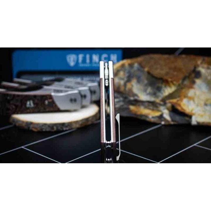 Couteau Finch FLINT Copper CF Manche Fibre Carbone Lame Acier 154CM IKBS Framelock Clip FKCFT115 - Livraison Gratuite