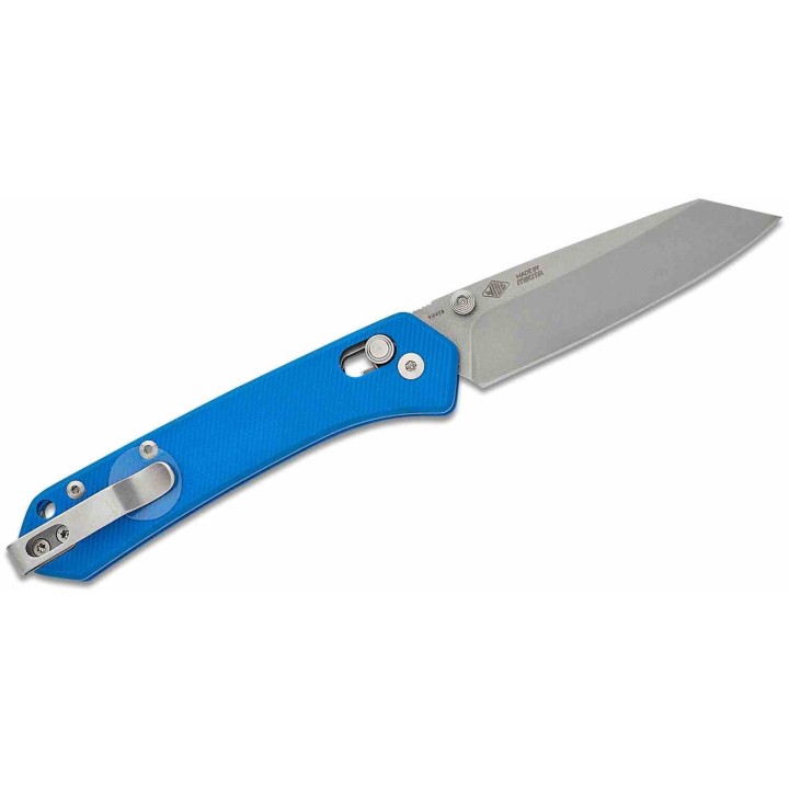 Couteau MKM Yipper Blue Manche G10 Lame Sheepsfoot Acier CPM-MagnaCut SW Crossbar Lock Clip Italy MKMYPGBL - Livraison Gratuite