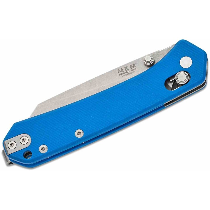 Couteau MKM Yipper Blue Manche G10 Lame Sheepsfoot Acier CPM-MagnaCut SW Crossbar Lock Clip Italy MKMYPGBL - Livraison Gratuite