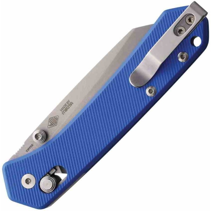 Couteau MKM Yipper Blue Manche G10 Lame Sheepsfoot Acier CPM-MagnaCut SW Crossbar Lock Clip Italy MKMYPGBL - Livraison Gratuite