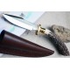 Skinner Couteau de Chasse Hunter Acier Carbone Manche Bois de Cerf Etui Cuir SS7017 - Livraison Gratuite