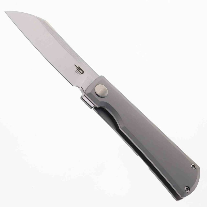 Couteau Bestech Bruv Gray Manche Titane Lame Sheepsfoot Acier M390 Frame Lock IKBS Clip BTKT2401A - Livraison Gratuite