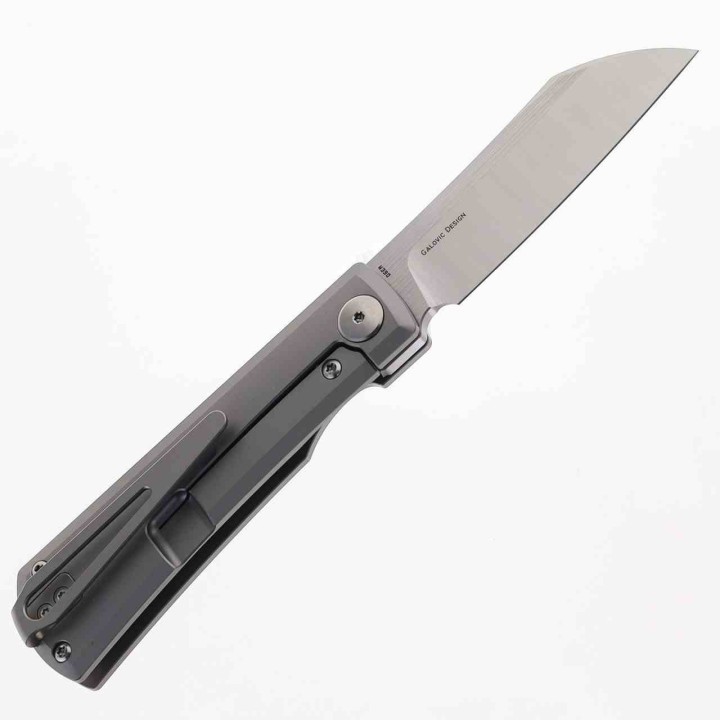 Couteau Bestech Bruv Gray Manche Titane Lame Sheepsfoot Acier M390 Frame Lock IKBS Clip BTKT2401A - Livraison Gratuite
